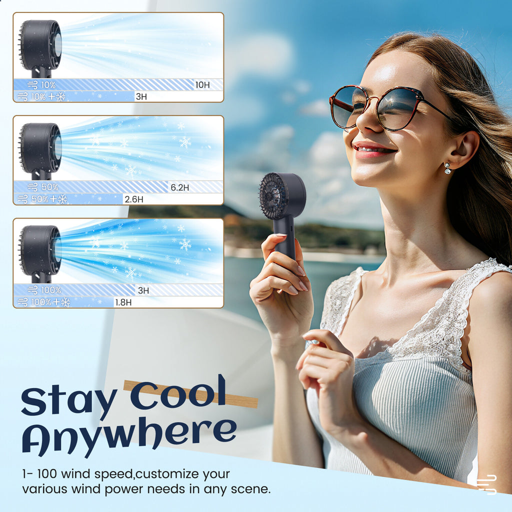 Handheld mini turbo fan in black, front view