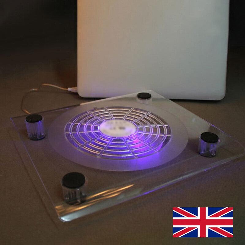 Laptop cooling pad in use on a desk